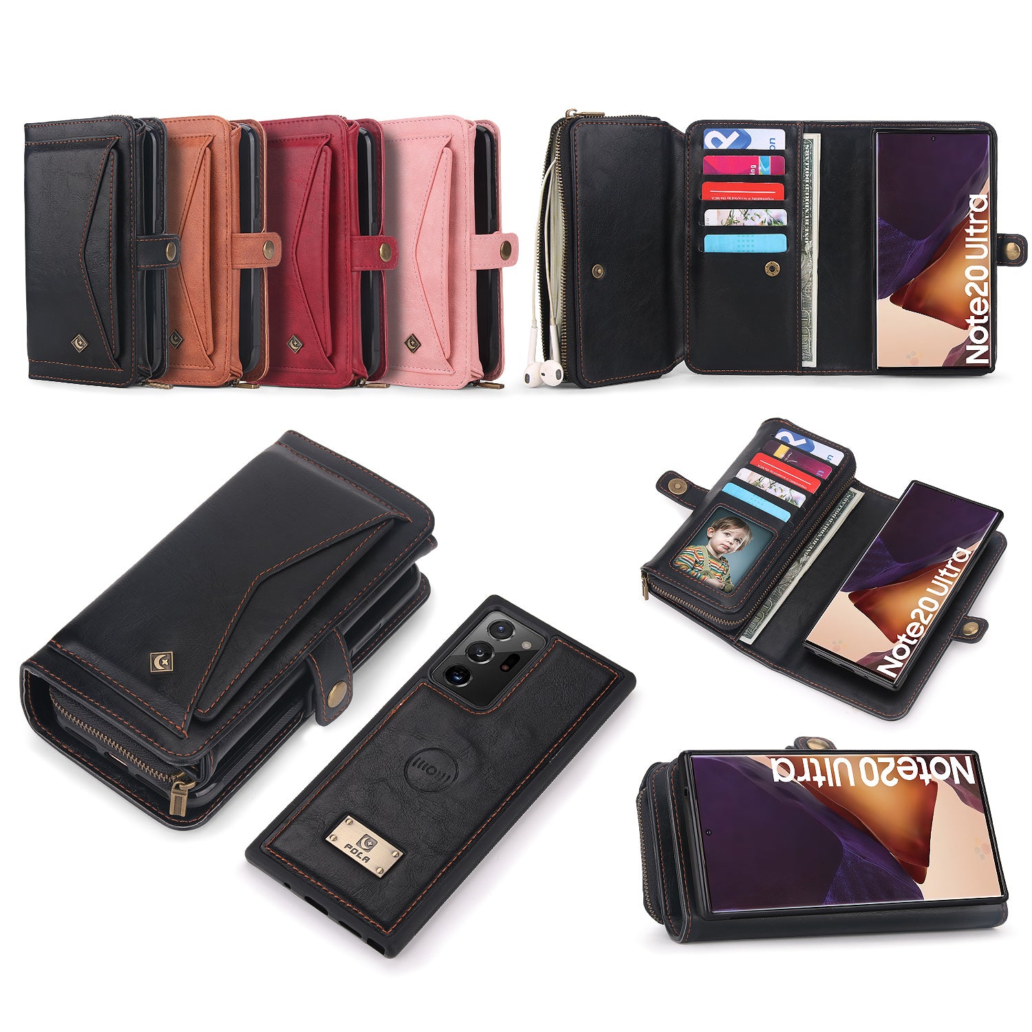 iArmor Multi-Functional Zipper Wallet Phone Case with Crossbody Strap for Samsung Galaxy Note Series