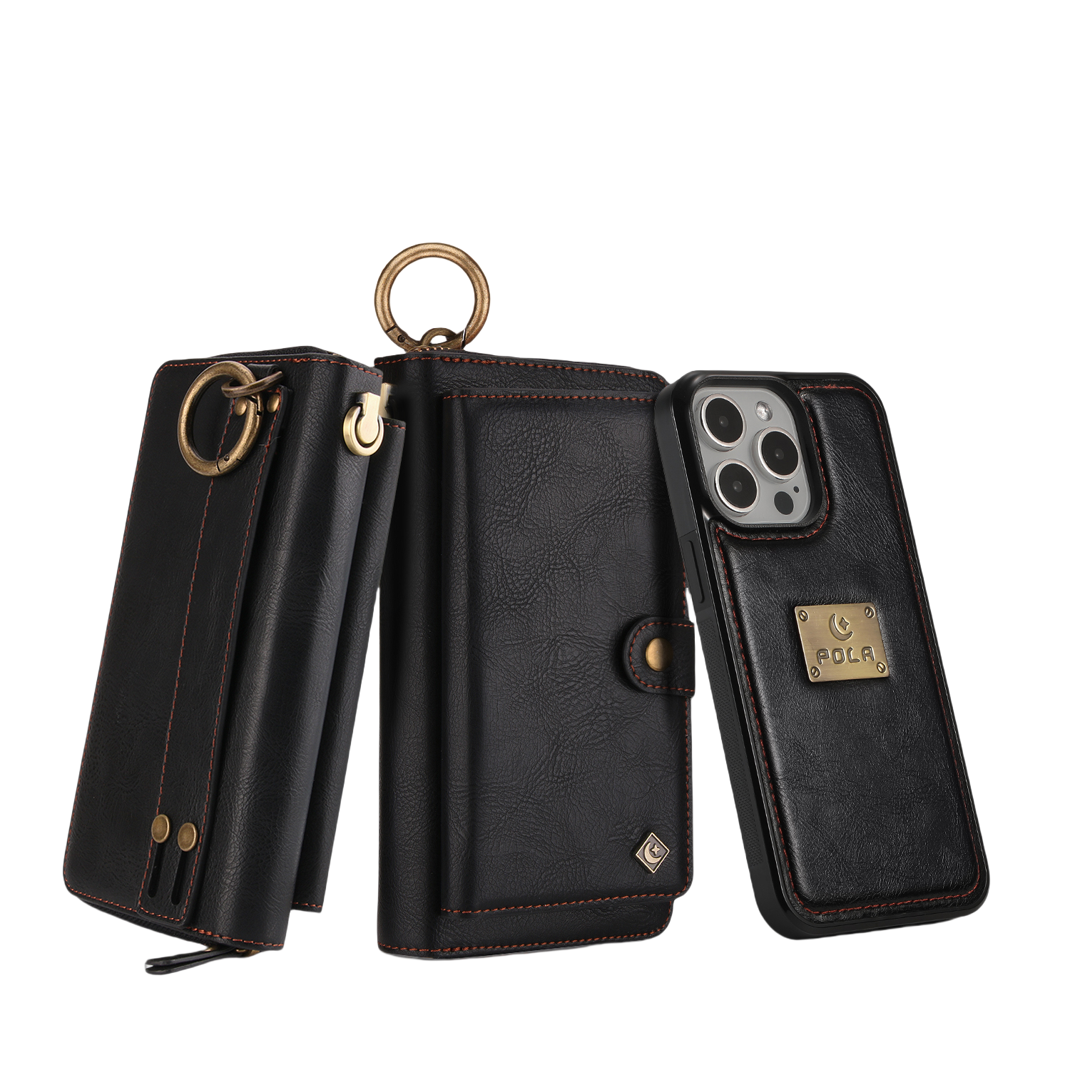 iArmor Luxe Zipper Wallet Phone Case and Detachable Crossbody Strap for iPhone