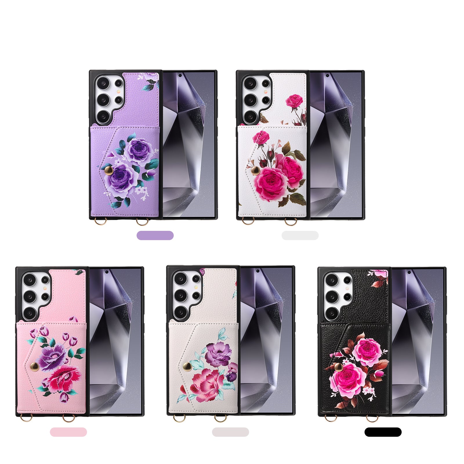 iArmor Blooming Floral Design Leather Wallet Case for Samsung Galaxy S24/S23/S22/S21 Series