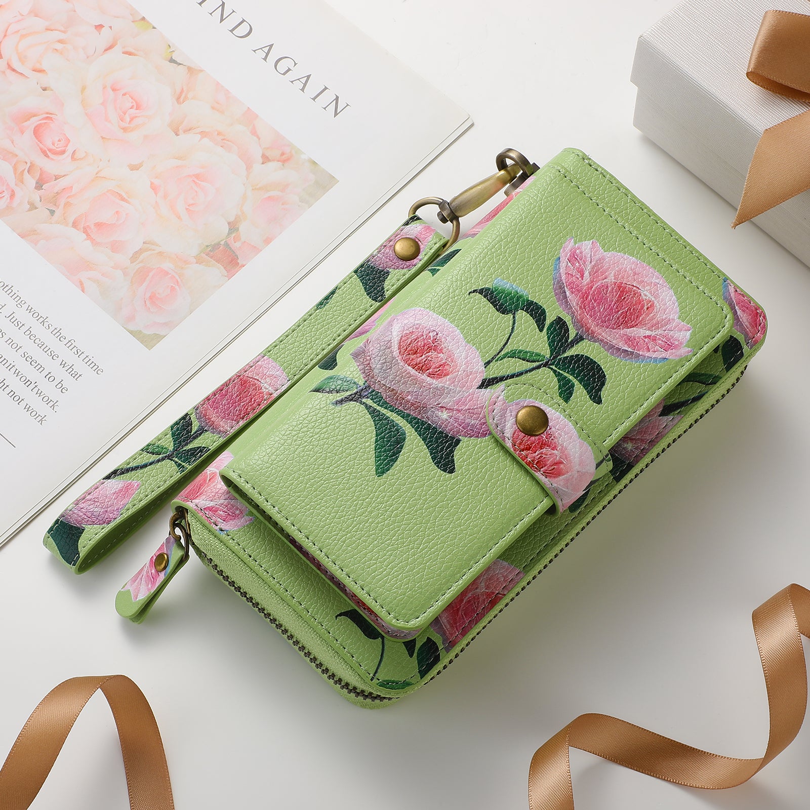 iArmor Floral Zipper Wallet Case for Samsung S24/23/22/21 Series