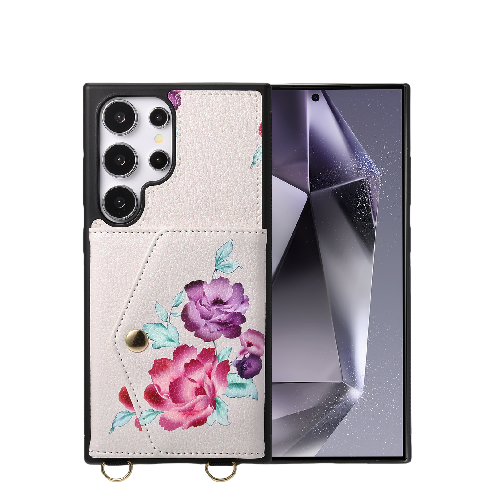 iArmor Blooming Floral Design Leather Wallet Case for Samsung Galaxy S24/S23/S22/S21 Series