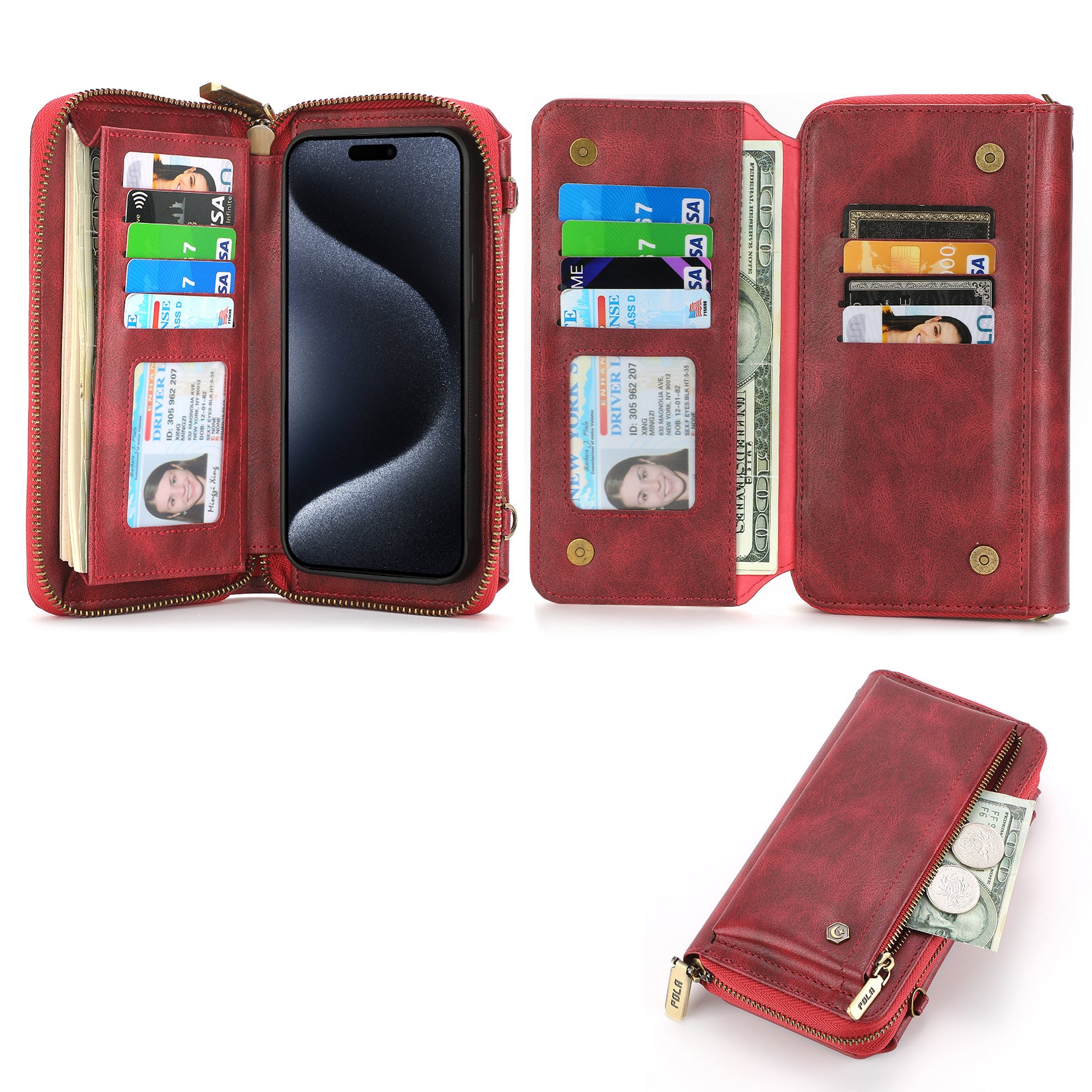 iArmor All-in-One Leather Crossbody Wallet Case for iPhone