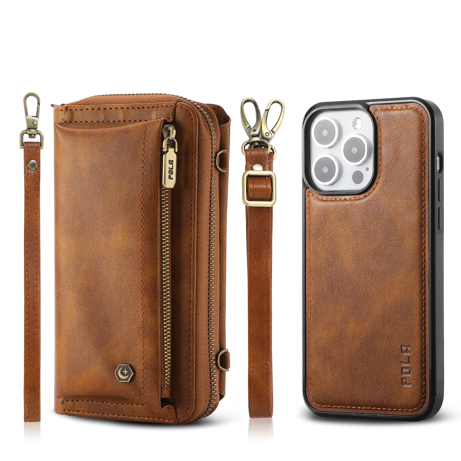 iArmor All-in-One Leather Crossbody Wallet Case for iPhone