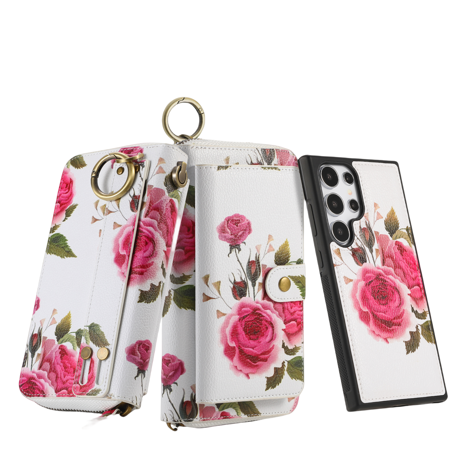 iArmor Floral Zipper Wallet Case for Samsung S24/23/22/21 Series