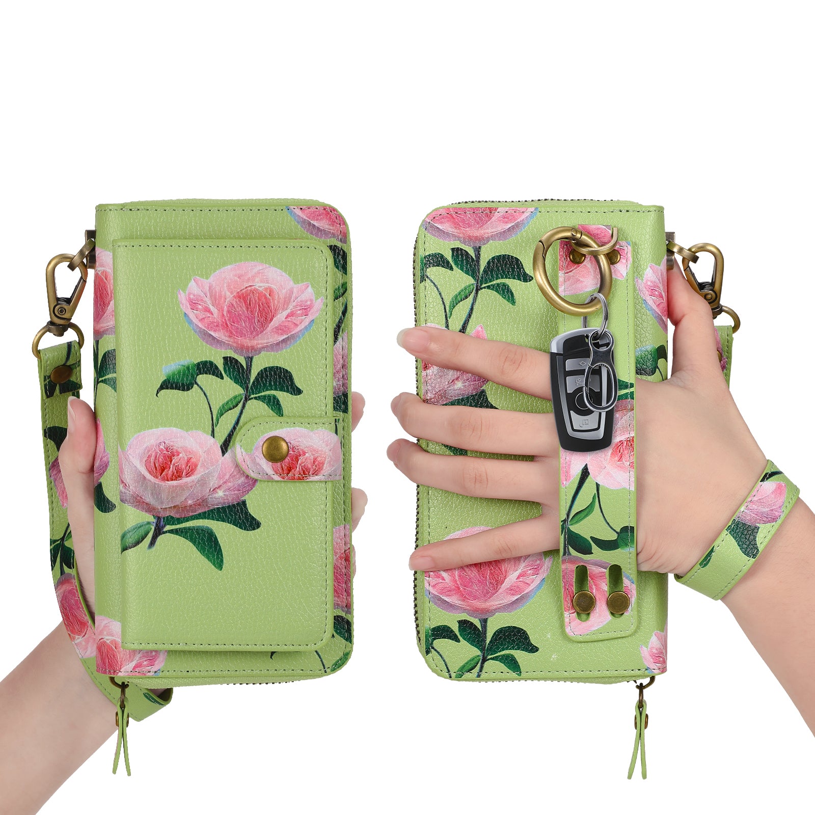 iArmor Floral Zipper Wallet Case for Samsung S24/23/22/21 Series