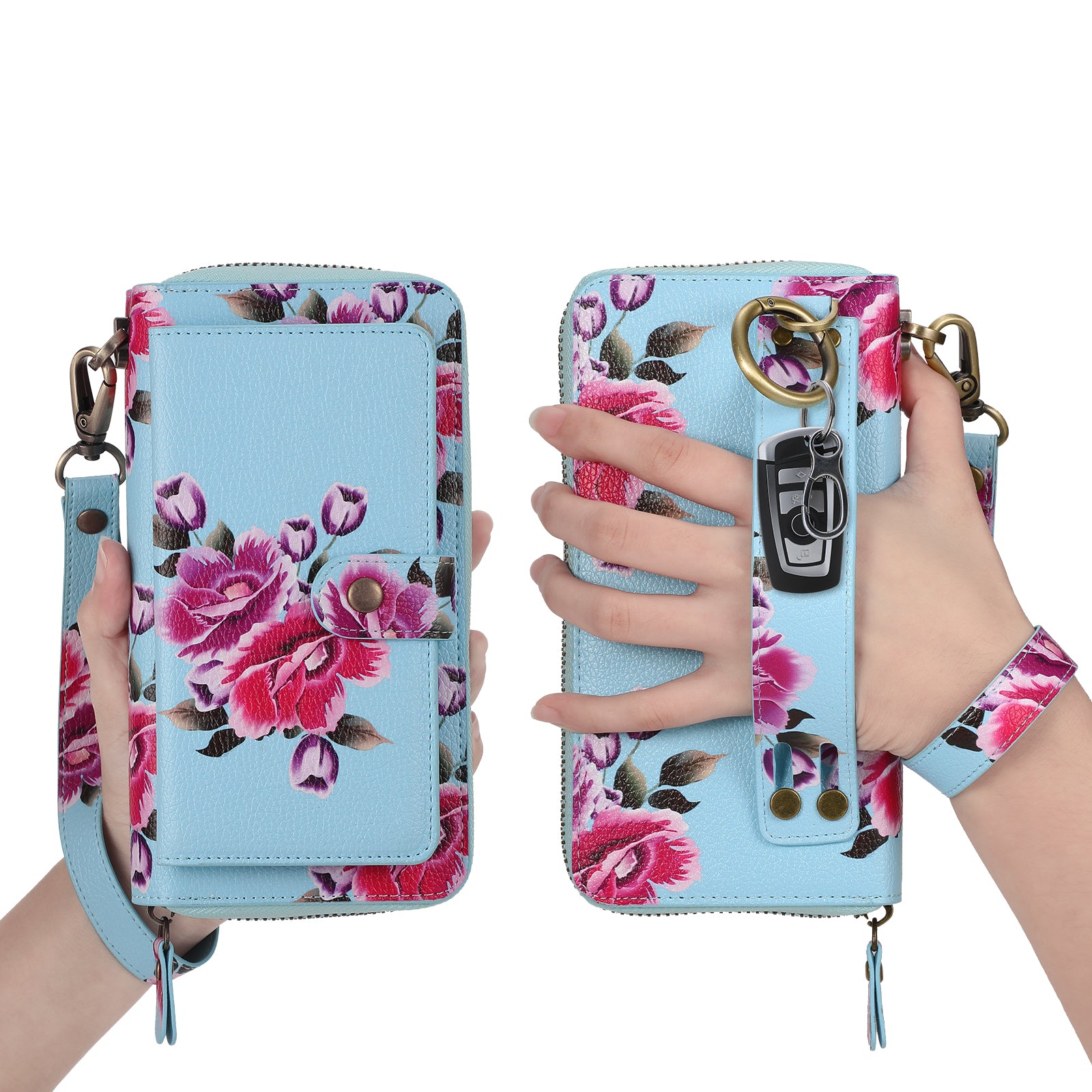 iArmor Floral Zipper Wallet Case for Samsung S24/23/22/21 Series