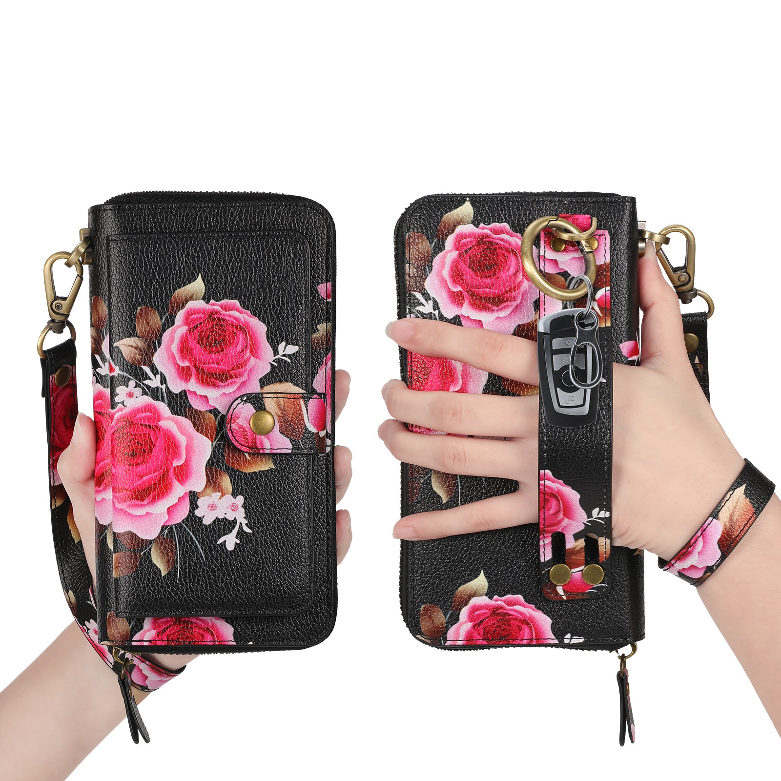 iArmor Floral Zipper Wallet Case for Samsung S24/23/22/21 Series