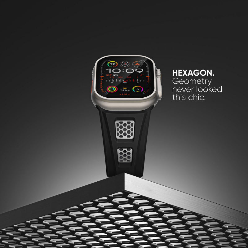 IARMOR HexaGrid Soft Rubber Band for Apple Watch – Rugged Mechanical Design