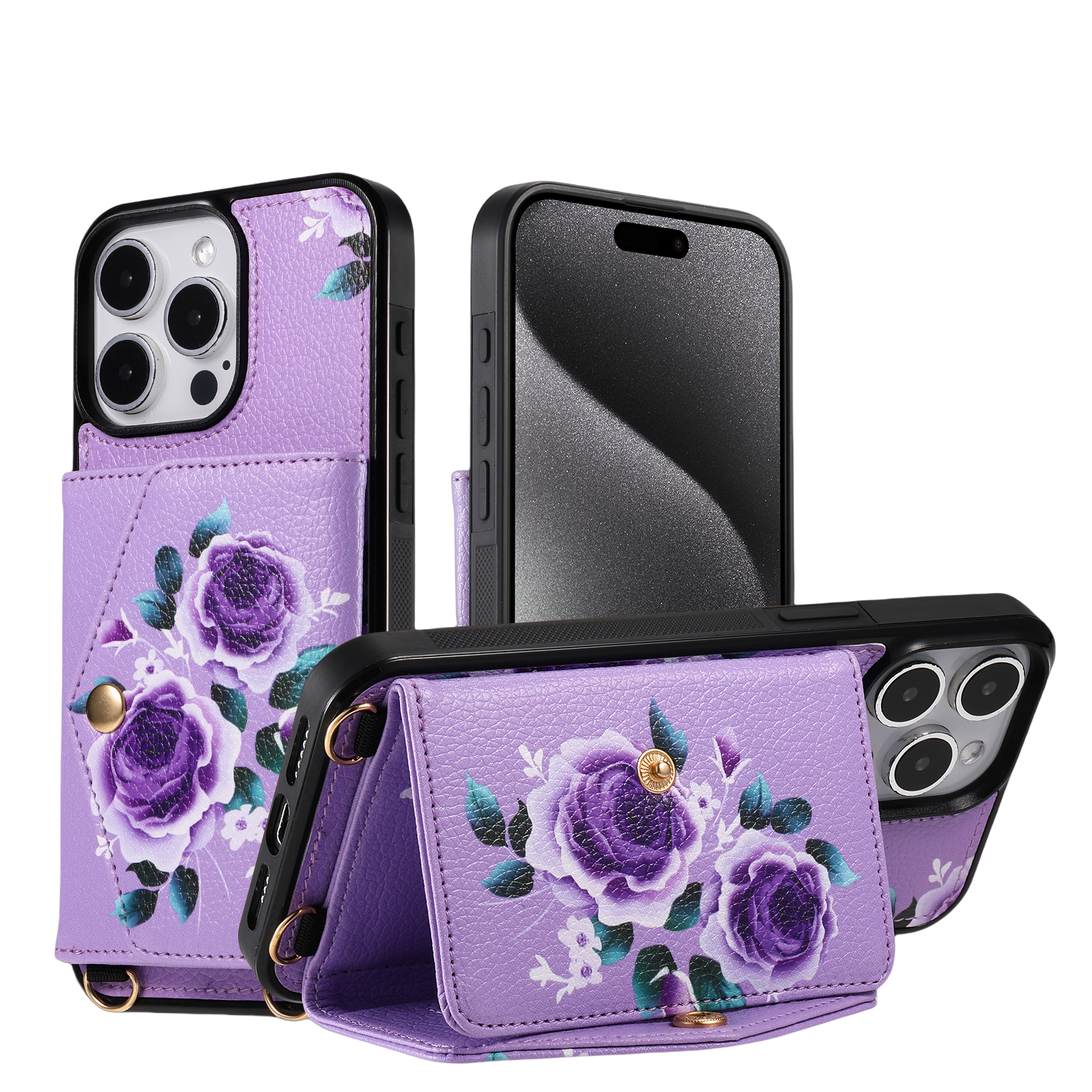 iArmor Blooming Floral Design Leather Wallet Case for iPhone