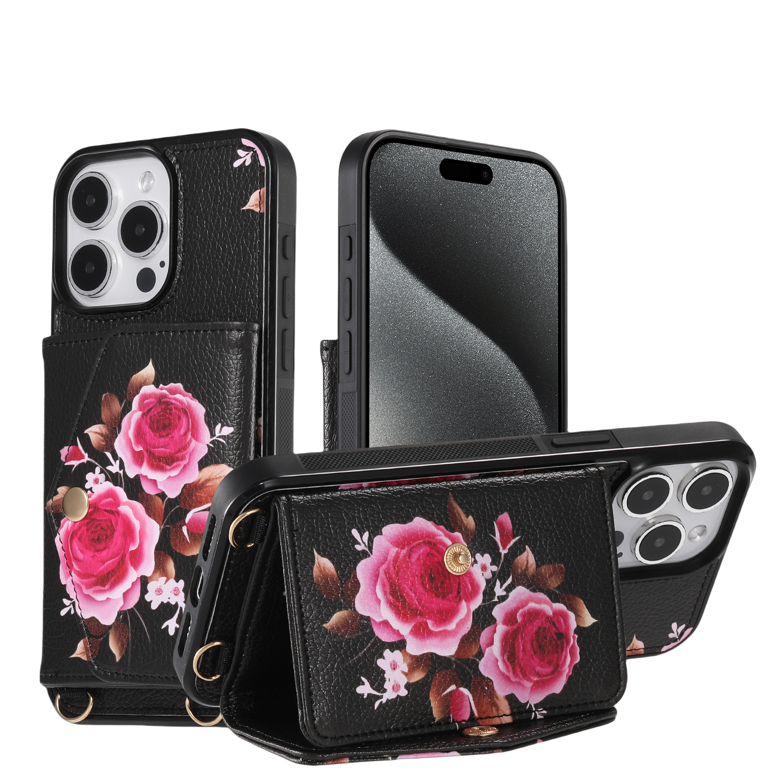 iArmor Blooming Floral Design Leder-Brieftaschenhülle für iPhone