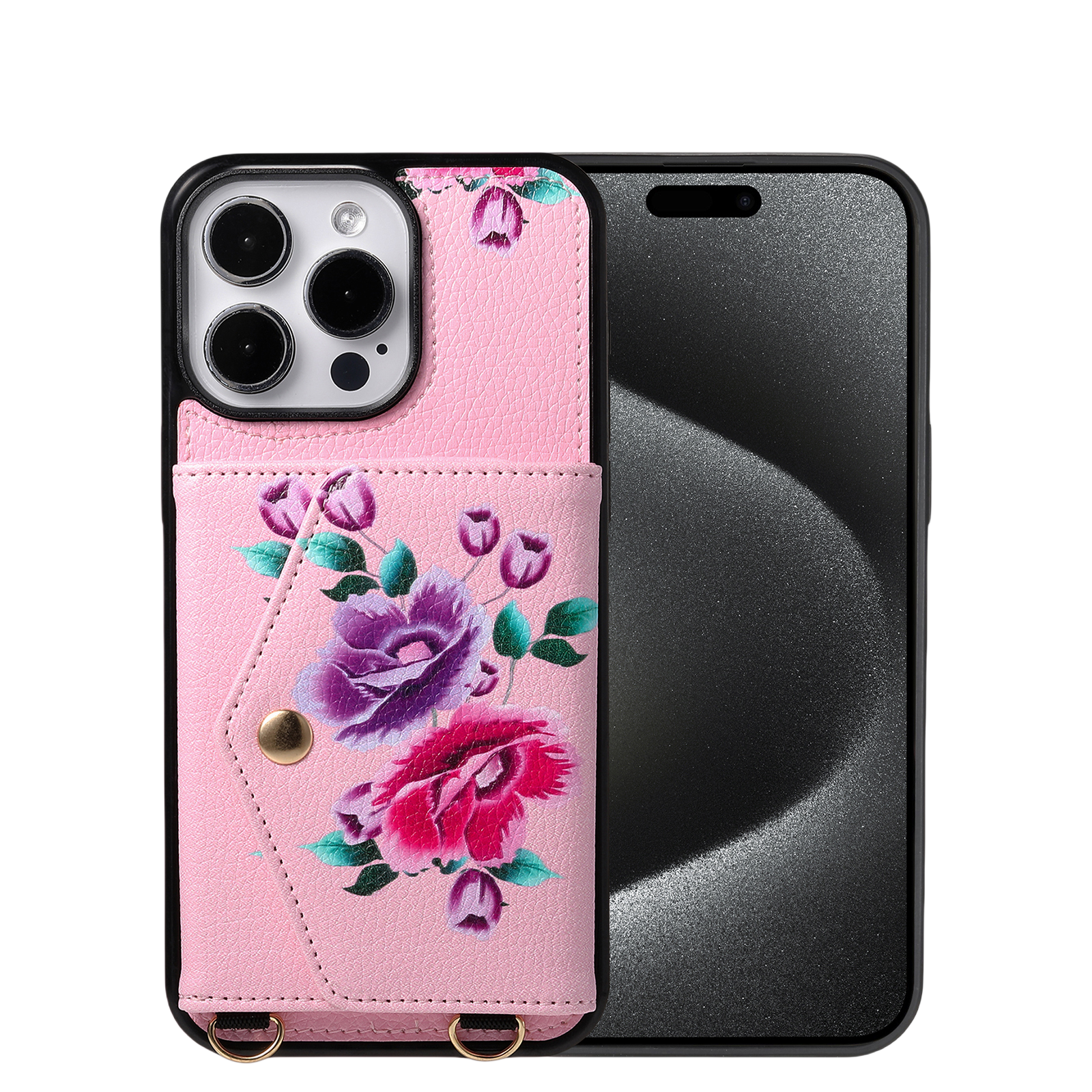 iArmor Blooming Floral Design Leder-Brieftaschenhülle für iPhone