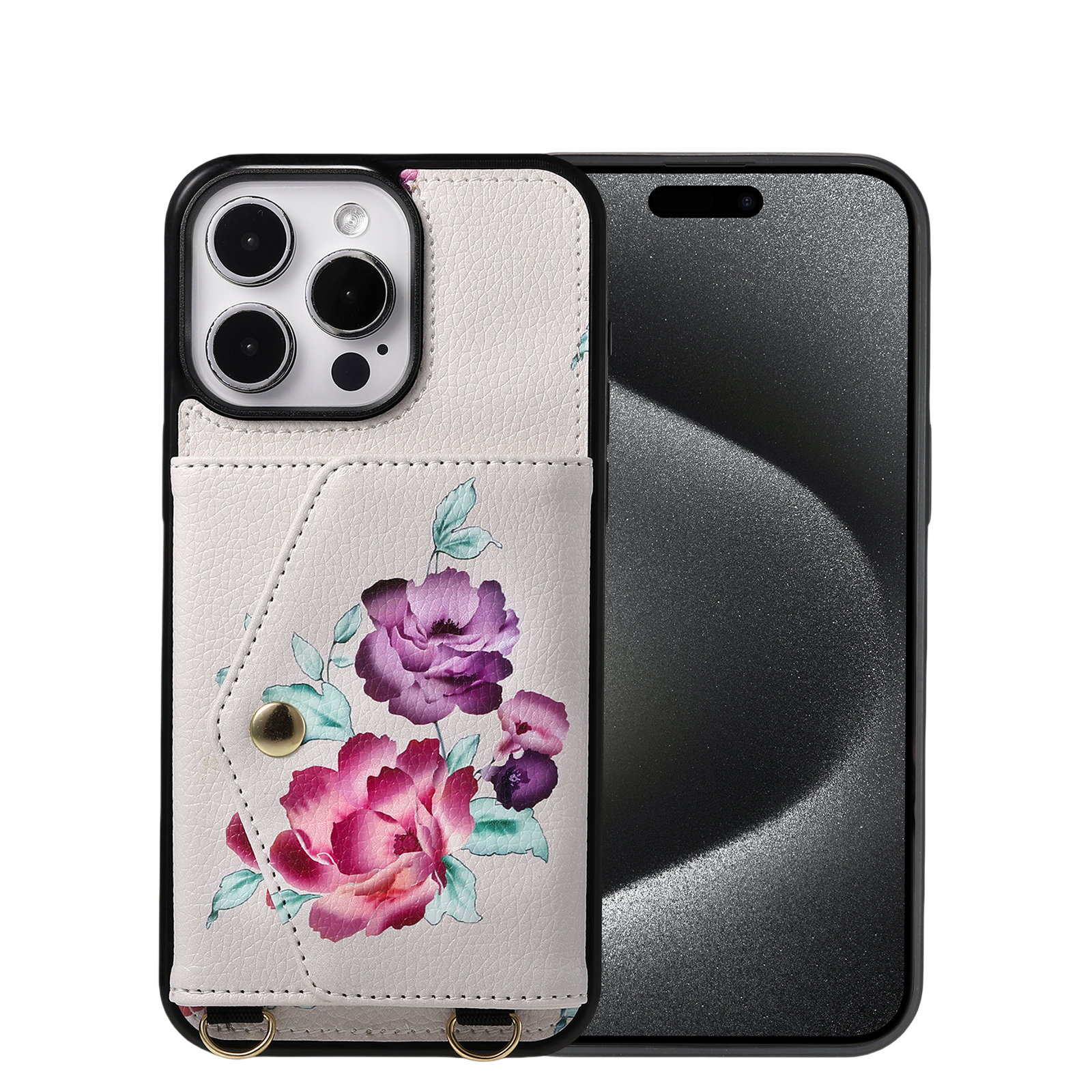 iArmor Blooming Floral Design Leder-Brieftaschenhülle für iPhone