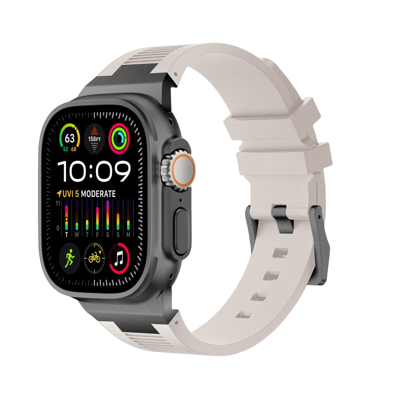 IARMOR Pulse Series Apple Watch Soft Rubber Band – Elegant Horizontal Pressed Texture