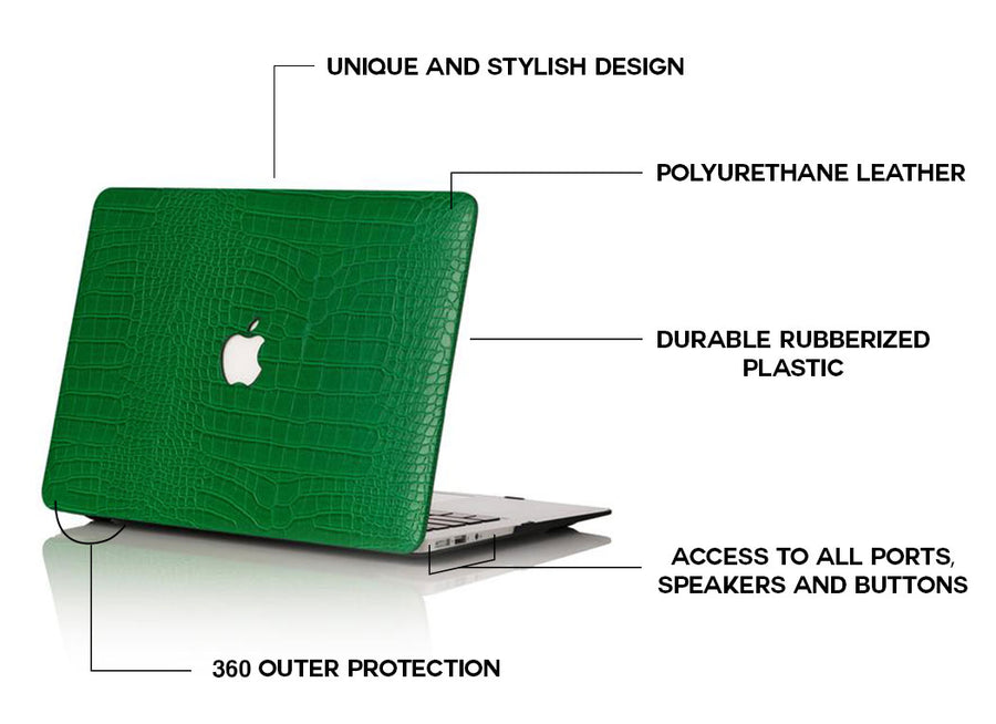 iArmor MacBook-Hülle im Krokodil-Stil – Forest Green Grace