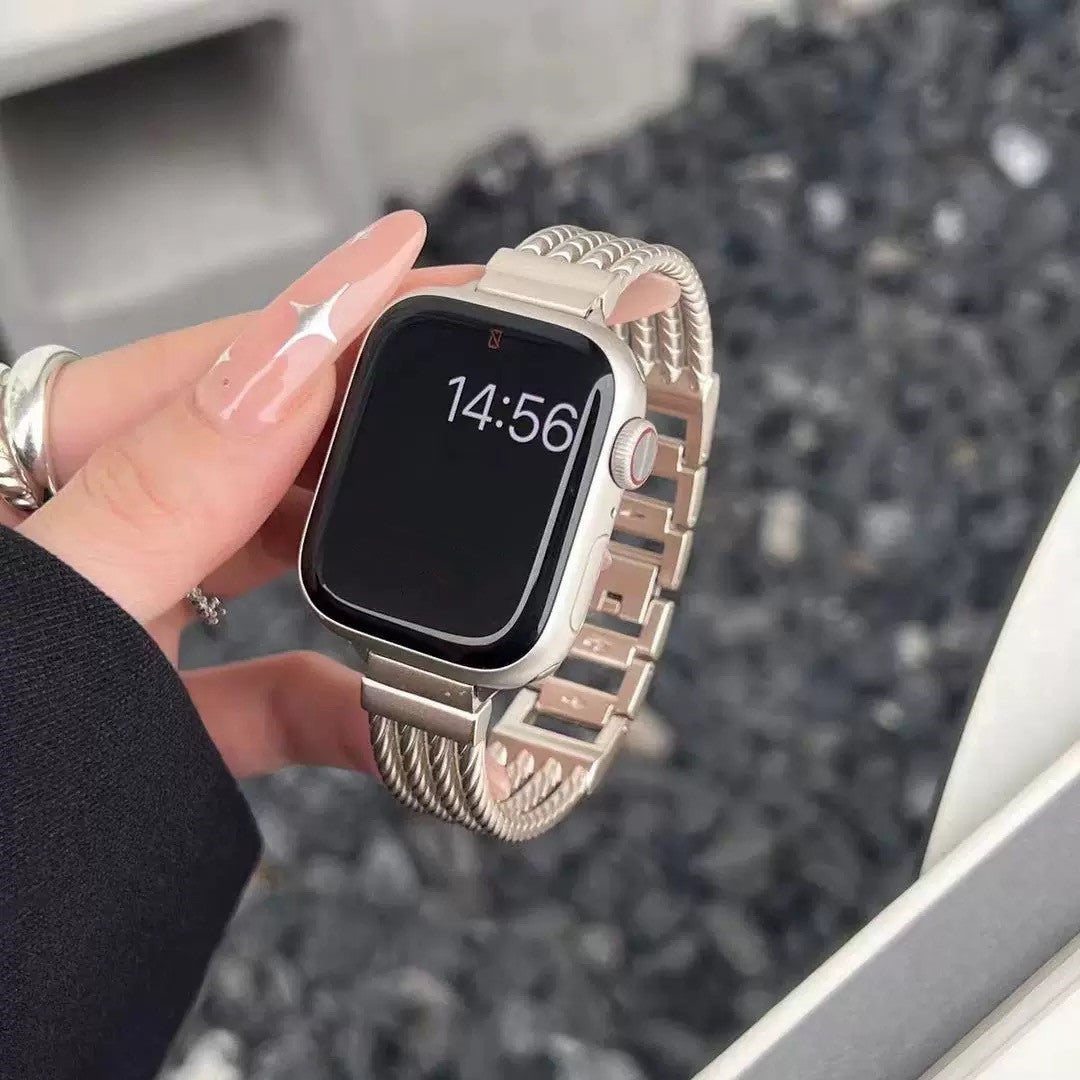 iArmor Stilvolle dreireihige Spiralmetallkette für die Apple Watch